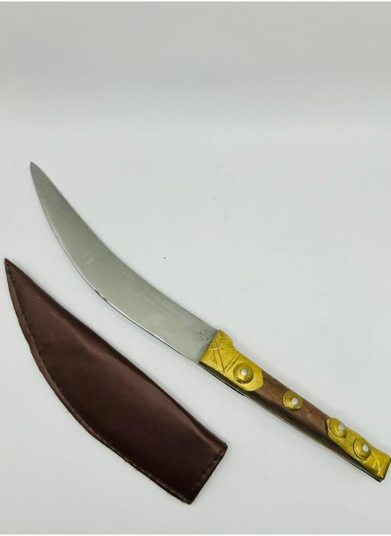 Generic - Generic Curve Edge Hunters Knife with Ornate Wooden Handle - Image 1