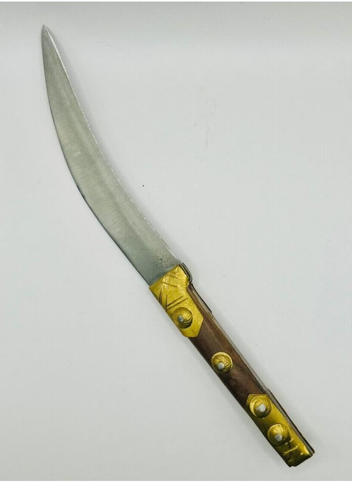 Generic - Generic Curve Edge Hunters Knife with Ornate Wooden Handle - Image 1