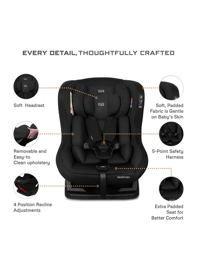 neobreez NESTII Infant/Baby/Kids/Toddler Travel 2 In 1 Convertible Car Seat, ECER44, Reducer & Wedge, Forward Facing&Rear Facing,  Slip Stopper, Injection Mold, 4 Level Recline, 0-4Yrs, 18Kg, Group 0+/1, 5 Point Harness