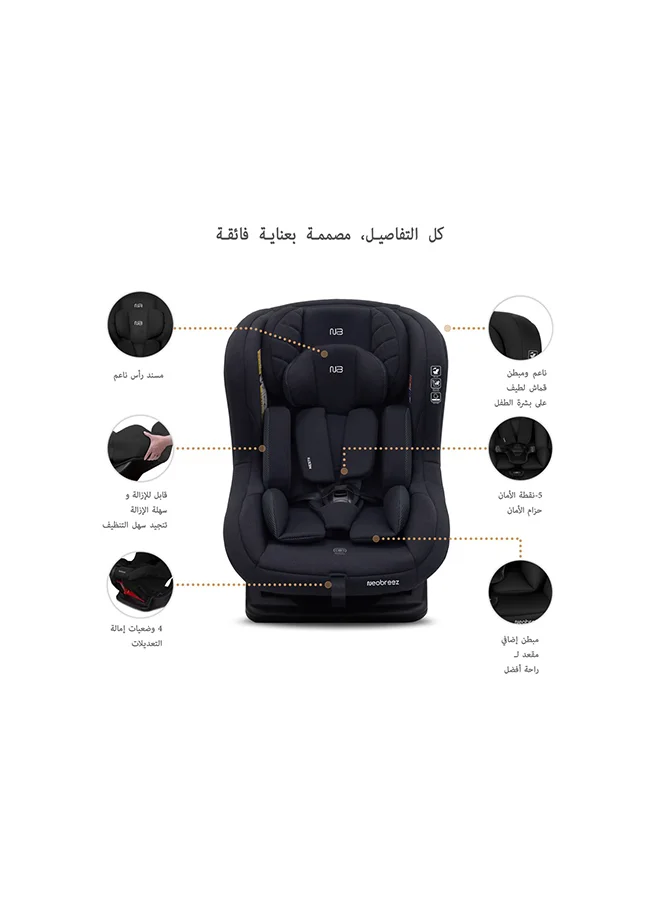 neobreez NESTII Infant/Baby/Kids/Toddler Travel 2 In 1 Convertible Car Seat, ECER44, Reducer & Wedge, Forward Facing&Rear Facing,  Slip Stopper, Injection Mold, 4 Level Recline, 0-4Yrs, 18Kg, Group 0+/1, 5 Point Harness
