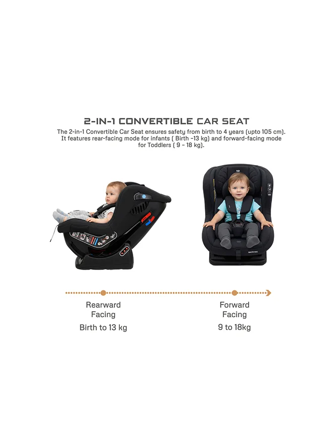 neobreez NESTII Infant/Baby/Kids/Toddler Travel 2 In 1 Convertible Car Seat, ECER44, Reducer & Wedge, Forward Facing&Rear Facing,  Slip Stopper, Injection Mold, 4 Level Recline, 0-4Yrs, 18Kg, Group 0+/1, 5 Point Harness