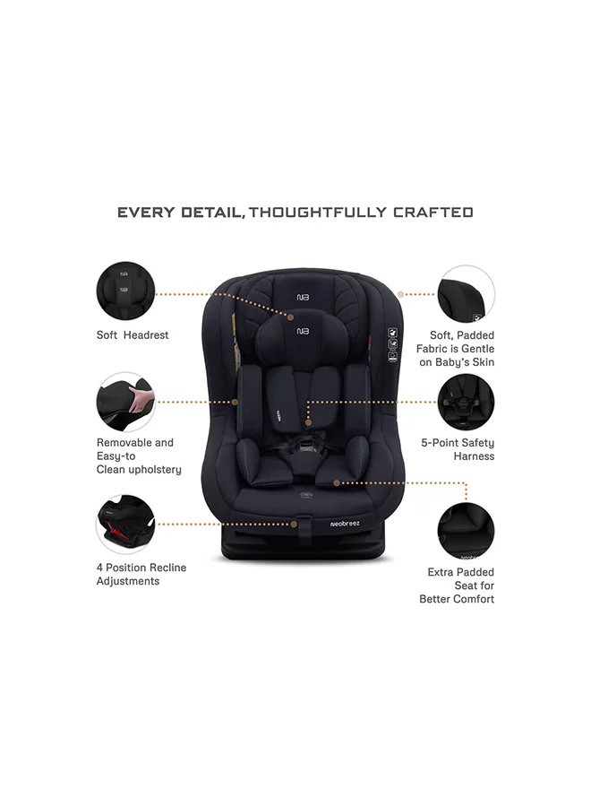 neobreez NESTII Infant/Baby/Kids/Toddler Travel 2 In 1 Convertible Car Seat, ECER44, Reducer & Wedge, Forward Facing&Rear Facing,  Slip Stopper, Injection Mold, 4 Level Recline, 0-4Yrs, 18Kg, Group 0+/1, 5 Point Harness