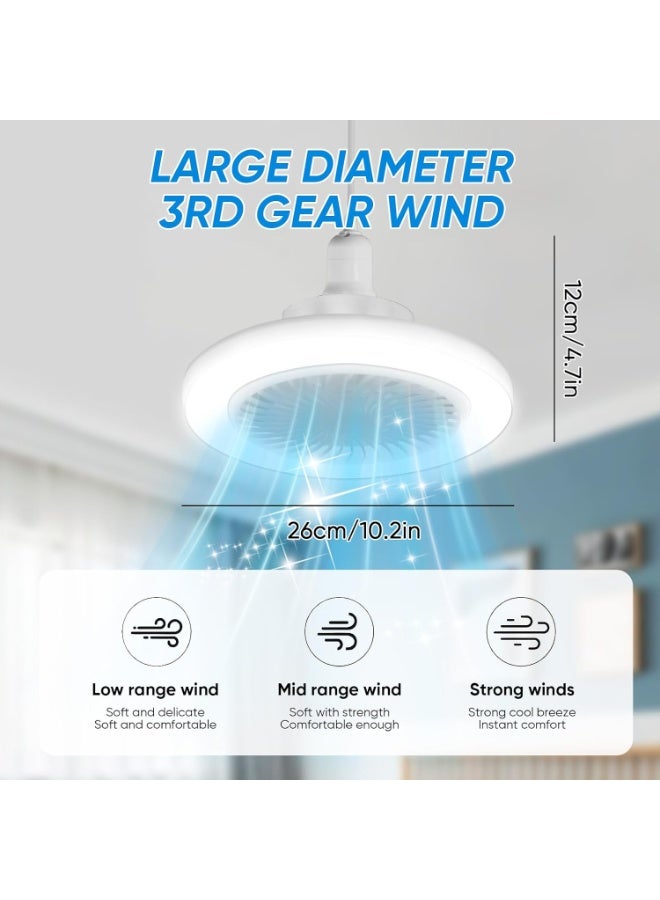 Ceiling Fan with Light and LED Remote Control, 3 Colors Dimmable Timer 30W Ceiling Fan with E27 Lamp 3 Speed for Living Room Bedroom (Remote Control, 3 Colors) - Image 3