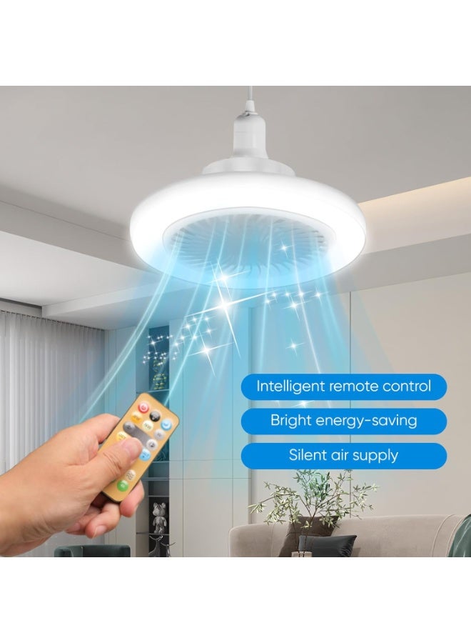 Ceiling Fan with Light and LED Remote Control, 3 Colors Dimmable Timer 30W Ceiling Fan with E27 Lamp 3 Speed for Living Room Bedroom (Remote Control, 3 Colors) - Image 4