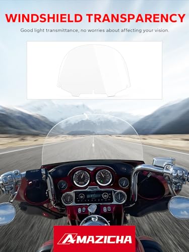 Amazicha Clear 13" Windshield Round Windscreen Wind Splitter Wind Deflector Compatible for 1996-2013 Harley Davidson Touring Electra Glide Ultra Classic Street Glide Ultra limited Tri Glide FLHT FLHX - Image 3