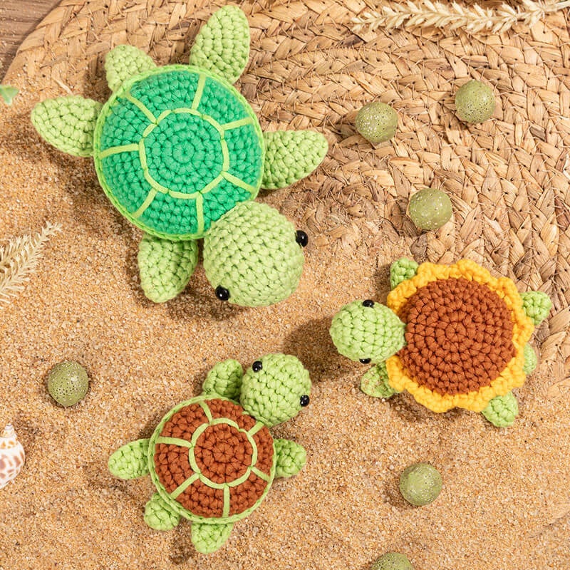 Mewaii مجموعة Mewaii Crochet للمبتدئين، مجموعة أدوات كروشيه كاملة DIY للحيوانات مع 40٪ + خيوط شريطية بدأت مسبقًا، دروس فيديو خطوة بخطوة للبالغين والأطفال (ثلاث سلاحف) - Image 2