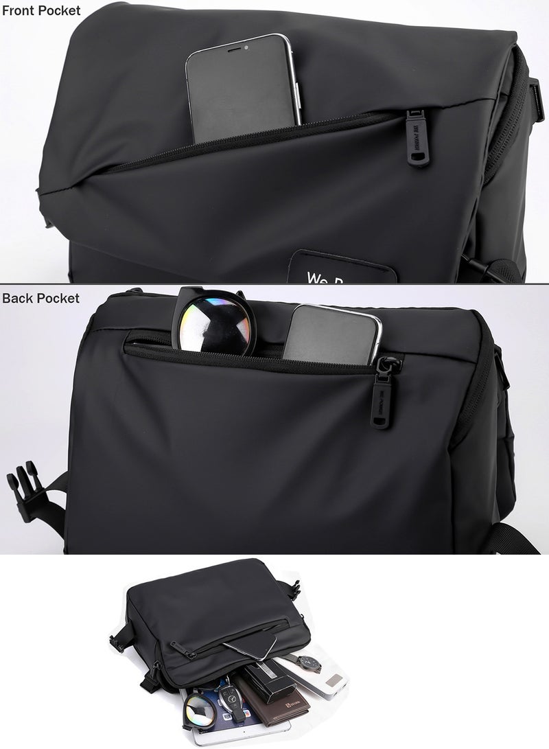 Qiccijoo Messenger Bag Crossbody Bag for Men or Women Casual Shoulder Bag Sling Bag Travel Bag for Business Office School Satchel Bags Work Bag Handbag Purse(Black) - Image 5