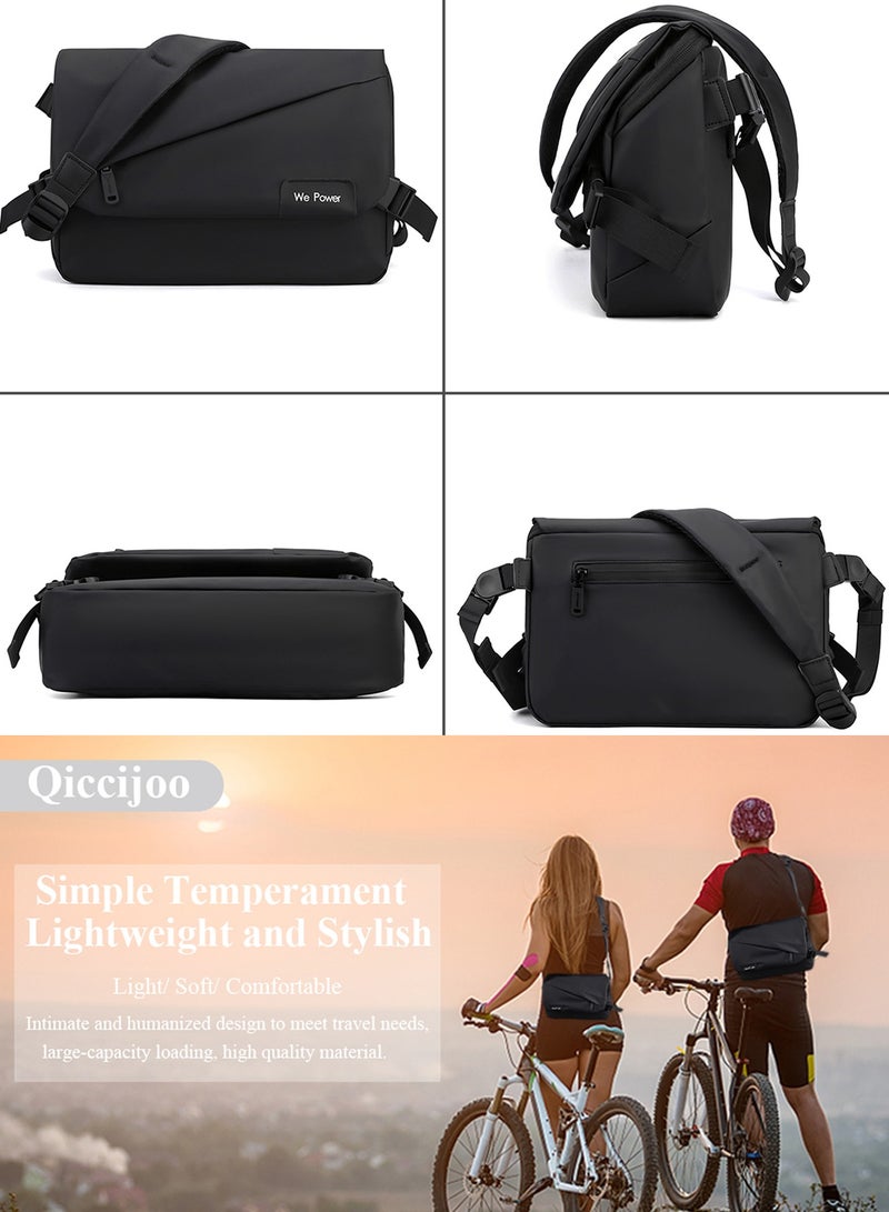 Qiccijoo Messenger Bag Crossbody Bag for Men or Women Casual Shoulder Bag Sling Bag Travel Bag for Business Office School Satchel Bags Work Bag Handbag Purse(Black) - Image 3