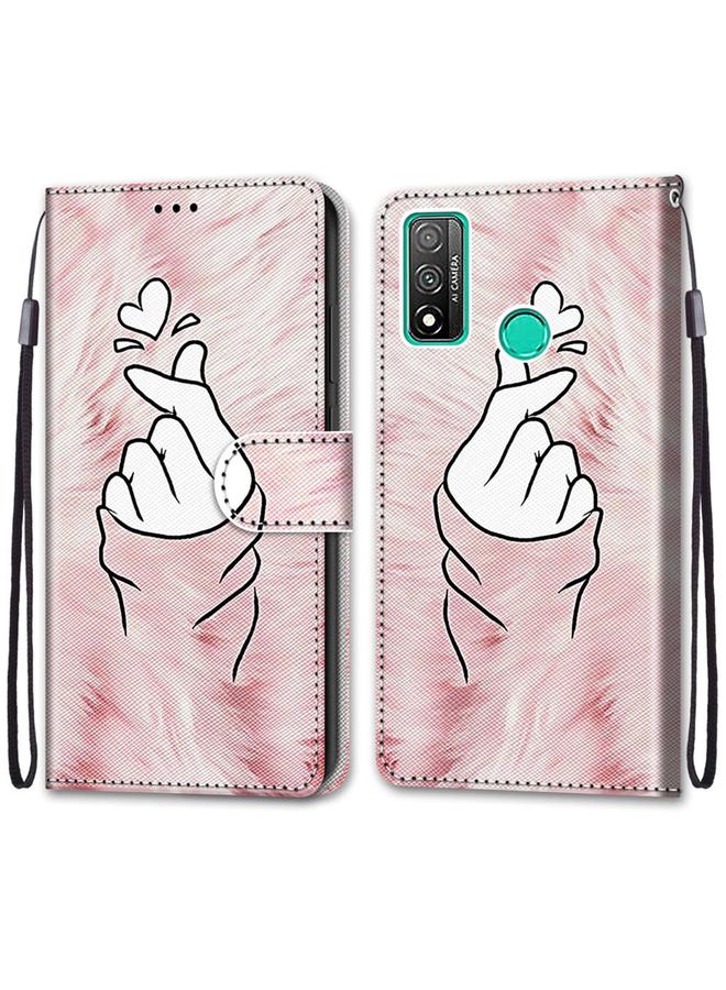 زبون جراب لهاتف Huawei P smart 2020، جراب جلدي من البولي يوريثان قابل للطي أفقيًا بتصميم متقاطع ملون مع حامل وفتحات للبطاقات ومحفظة وحبل تعليق - Image 2