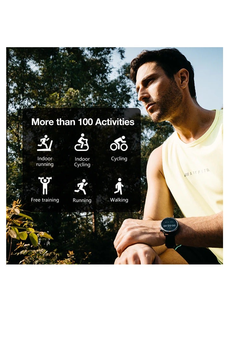 AGM ساعة AGM Legion الذكية المقاومه للصدمات وحجم 46 مم، شاشة AMOLED، مقاومة للماء حتى50 متر 5ATM، مقياس ارتفاع وبوصلة، مكالمات بلوتوث، أكثر من 100 وضع رياضي، مراقبة الصحة، وبطارية طويلة العمر –اسود - Image 2