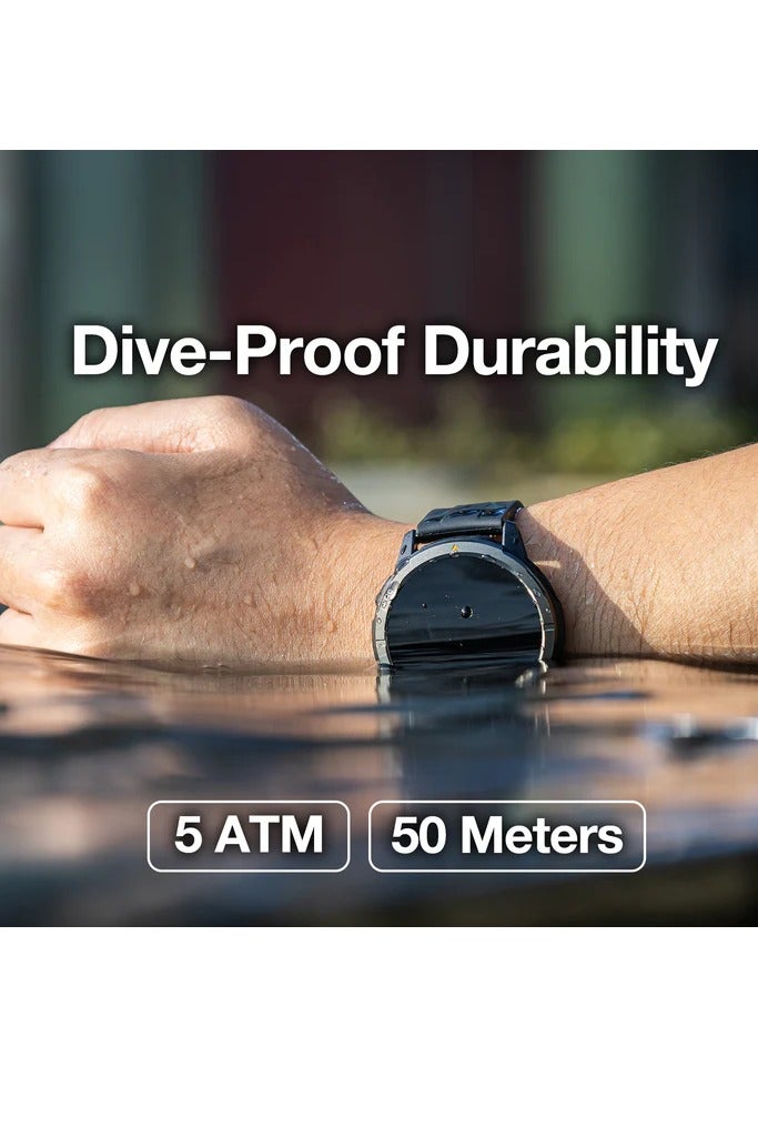 AGM ساعة AGM Legion الذكية المقاومه للصدمات وحجم 46 مم، شاشة AMOLED، مقاومة للماء حتى50 متر 5ATM، مقياس ارتفاع وبوصلة، مكالمات بلوتوث، أكثر من 100 وضع رياضي، مراقبة الصحة، وبطارية طويلة العمر –اسود - Image 3