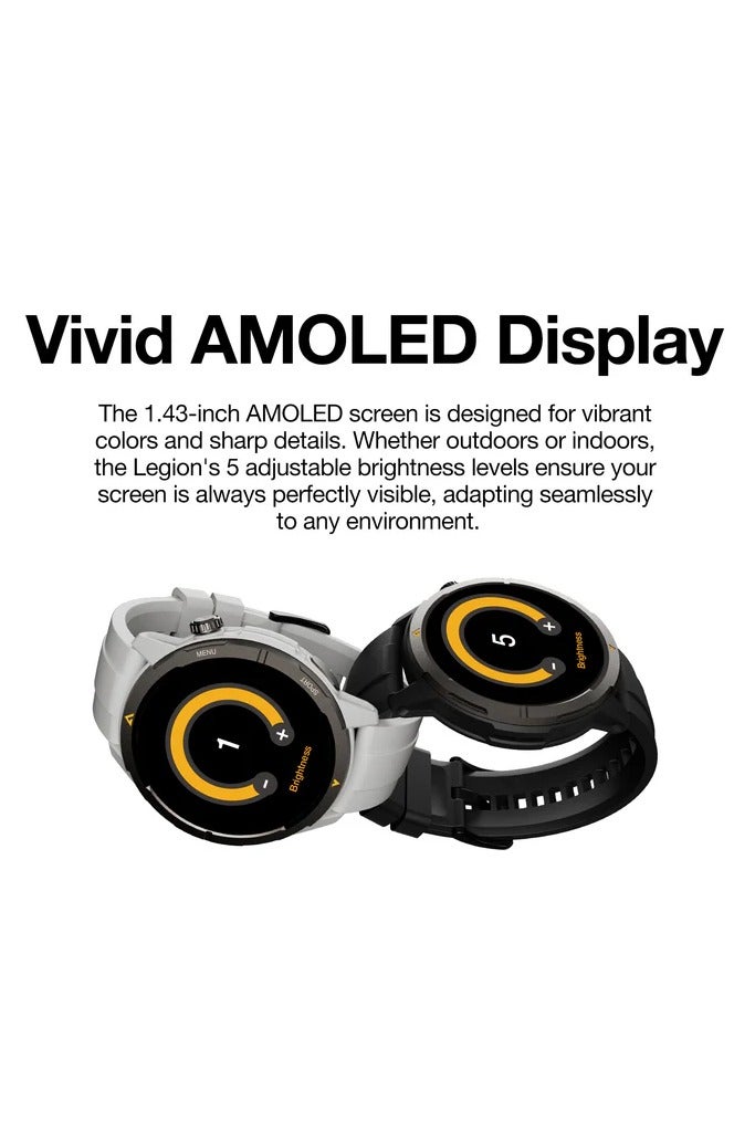 AGM ساعة AGM Legion الذكية المقاومه للصدمات وحجم 46 مم، شاشة AMOLED، مقاومة للماء حتى50 متر 5ATM، مقياس ارتفاع وبوصلة، مكالمات بلوتوث، أكثر من 100 وضع رياضي، مراقبة الصحة، وبطارية طويلة العمر –اسود - Image 4