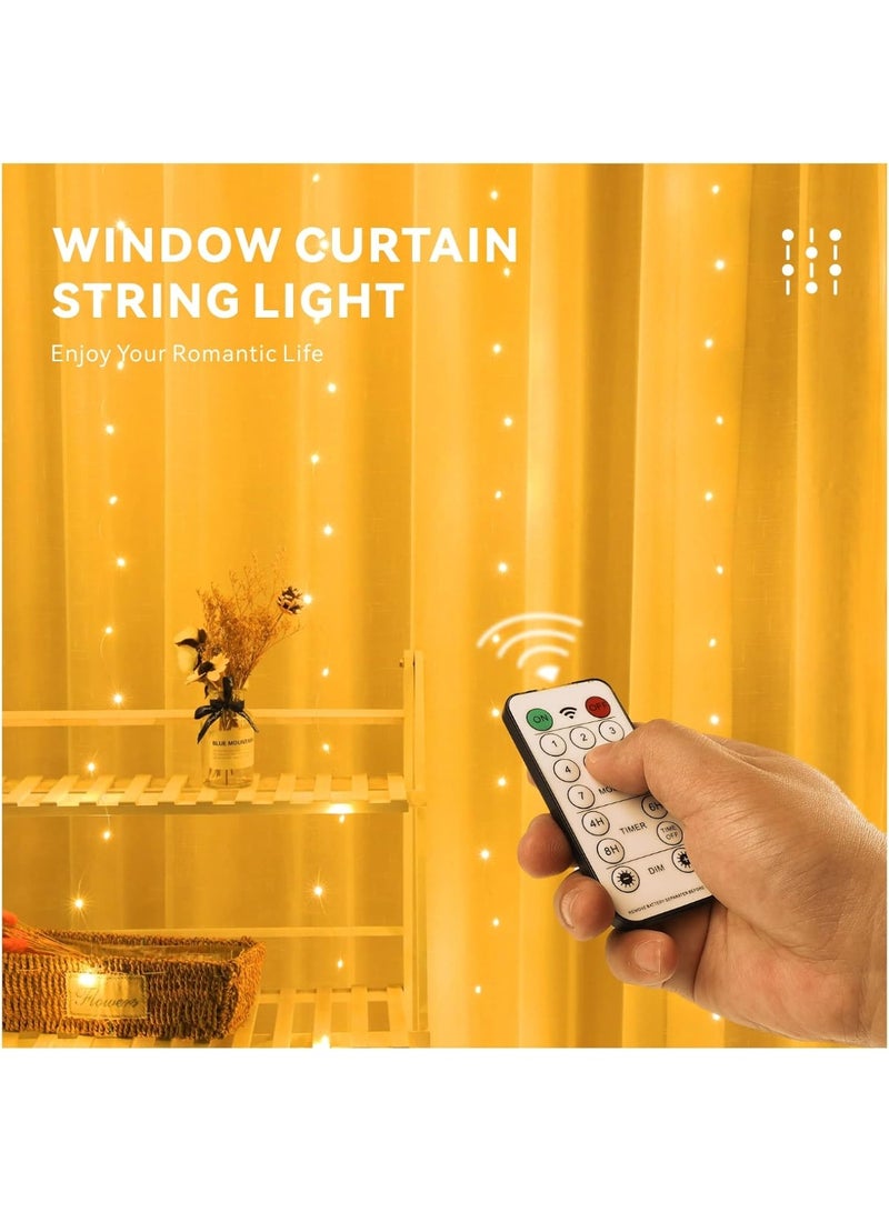 Baytion Curtain String Light,300 LED Lights Window Curtain Light USB 3x3Meters Fairy Lights with Remote Control,8 Lighting Modes Lights for,Bedroom,Party,Wedding Wall Decorations(USB Powered) - Image 3