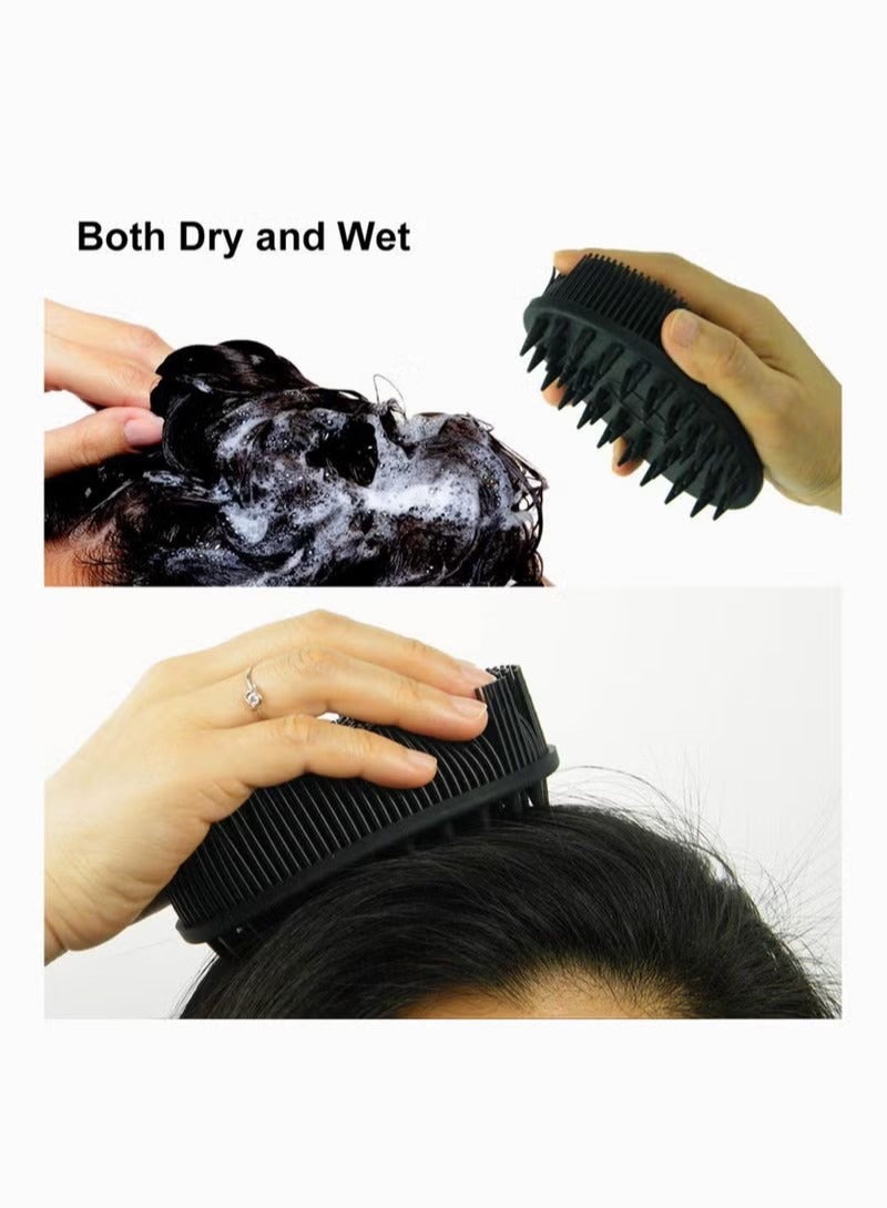 سيليكون الجسم الغسيل والشعر شامبو فرشاة الكل في واحد قسط سيليكون لوفة تقشير الجسم فرشاة دش الغسيل للجسم فروة الرأس مدلك للنساء الرجال الأليفة 1PCS أسود - Image 4