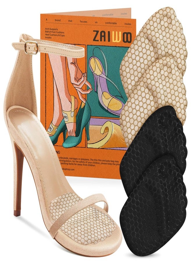 Zaiwoo Ball of Foot Cushions for Women(2 Pairs Foot Pads), High Heel Inserts, Metatarsal Pads Women, Pain Relief and Comfort，Anti Slip, Invisible - Image 1