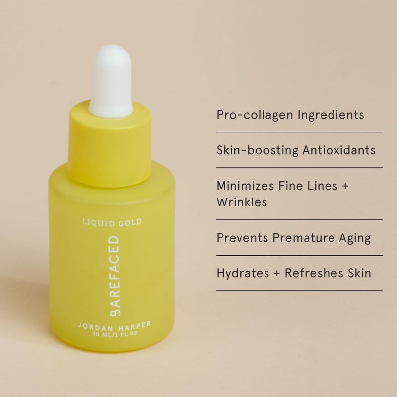 Barefaced Liquid Gold 1 Fl Oz - 15% Vitamin C Serum with Hyaluronic Acid & Vitamin E for Anti-Aging, and Hydration, Antioxidant Formula, Reduces Dark Spots, Acne & Wrinkles - Image 2