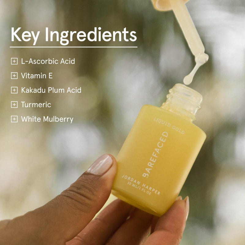 Barefaced Liquid Gold 1 Fl Oz - 15% Vitamin C Serum with Hyaluronic Acid & Vitamin E for Anti-Aging, and Hydration, Antioxidant Formula, Reduces Dark Spots, Acne & Wrinkles - Image 4