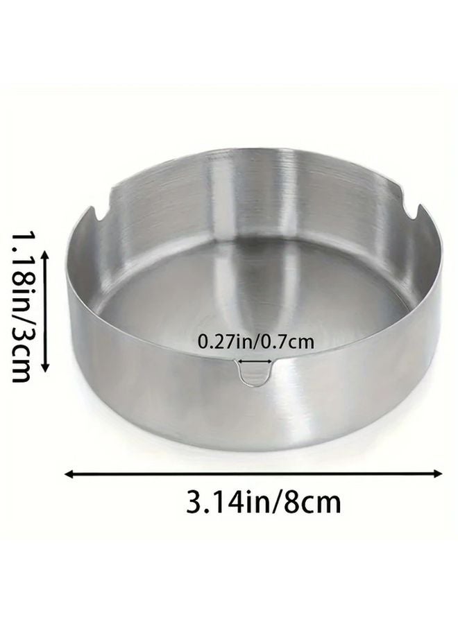Silvery Stainless Steel Windproof Ashtray 3 Pack Spill Proof for Indoor Outdoor Use - Image 2