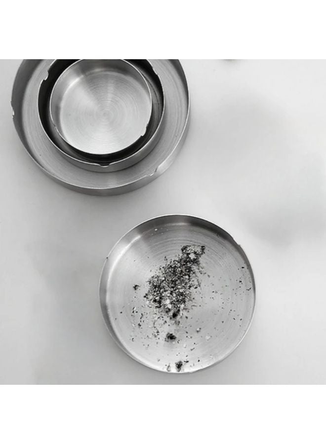 Silvery Stainless Steel Windproof Ashtray 3 Pack Spill Proof for Indoor Outdoor Use - Image 1
