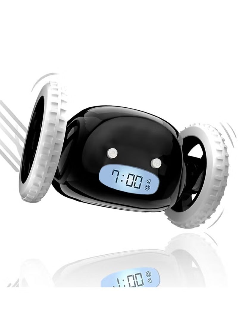 Alarm Clock on Wheels for Adult or Kid Bedroom, Black  - Image 1