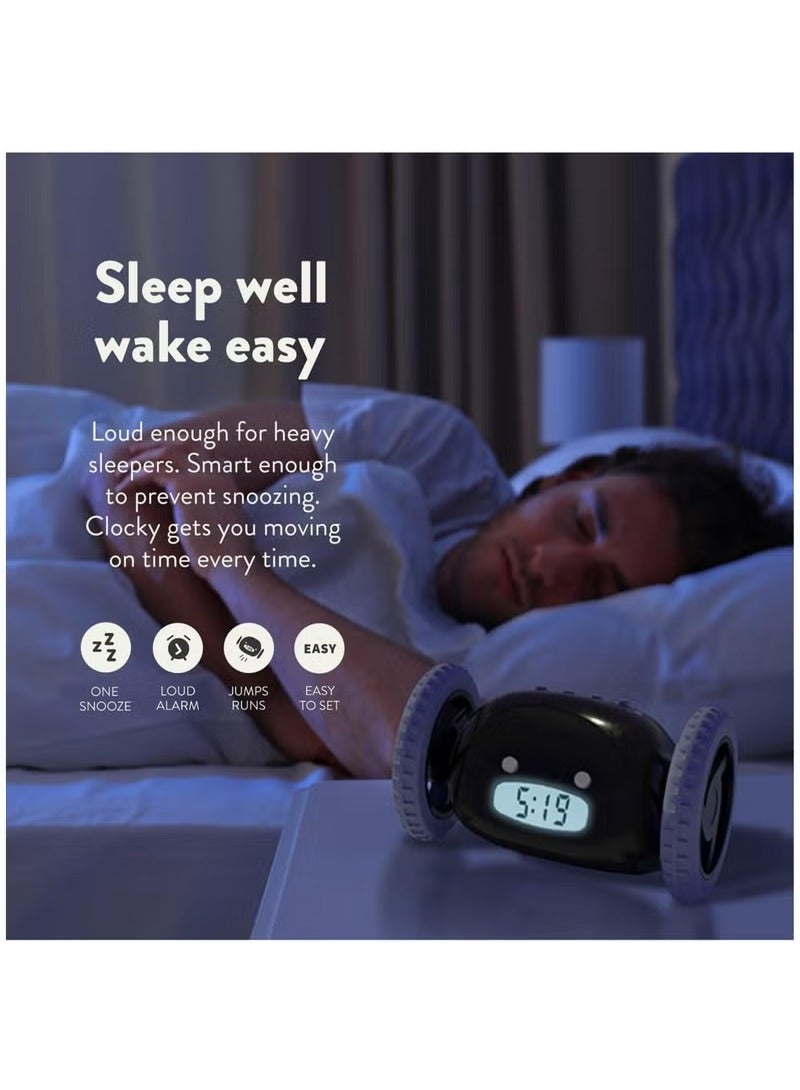 Alarm Clock on Wheels for Adult or Kid Bedroom, Black  - Image 3