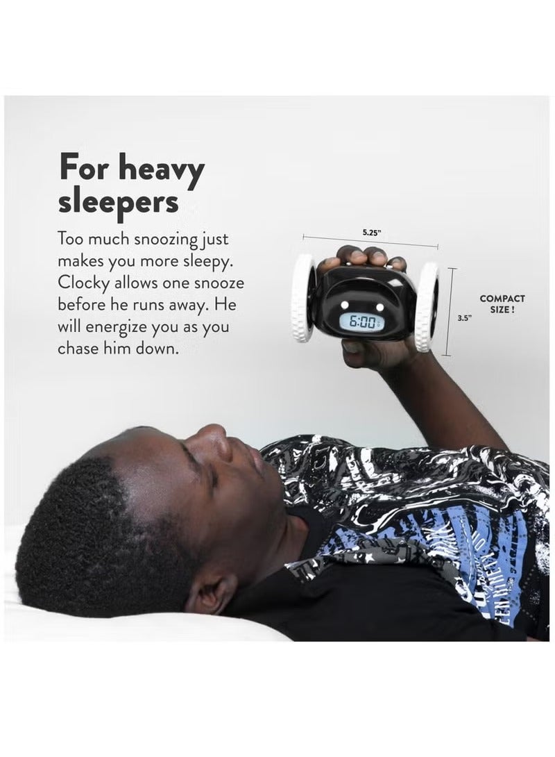 Alarm Clock on Wheels for Adult or Kid Bedroom, Black  - Image 5