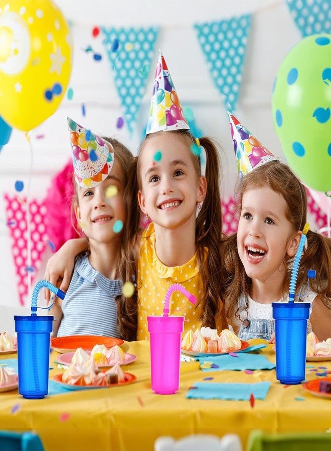 Haundry 24 Pack Kids Party Cups with Lid and Straws, Colorful Plastic Sipper Party Favor Cups for School Events, Theme Party and Birthday Celebrations Party Supplies, Neon Colors - Image 5