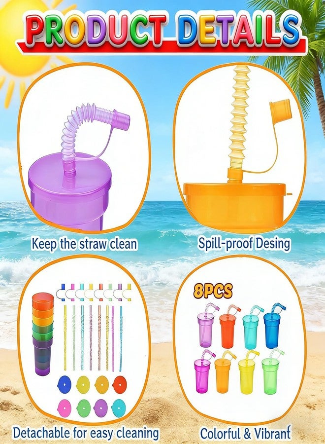 Haundry 24 Pack Kids Party Cups with Lid and Straws, Colorful Plastic Sipper Party Favor Cups for School Events, Theme Party and Birthday Celebrations Party Supplies, Neon Colors - Image 4
