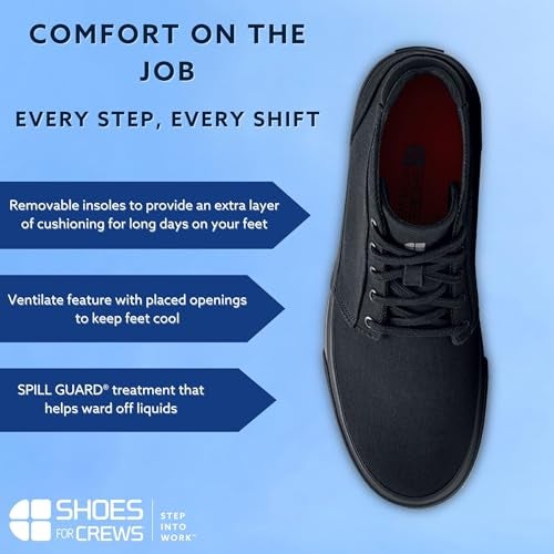 Shoes for Crews Cabbie II, Men's, Women's, Unisex Slip Resistant, Food Service Work Shoes, Black, Men's Size 9/ Women's Size 10.5 - Image 2