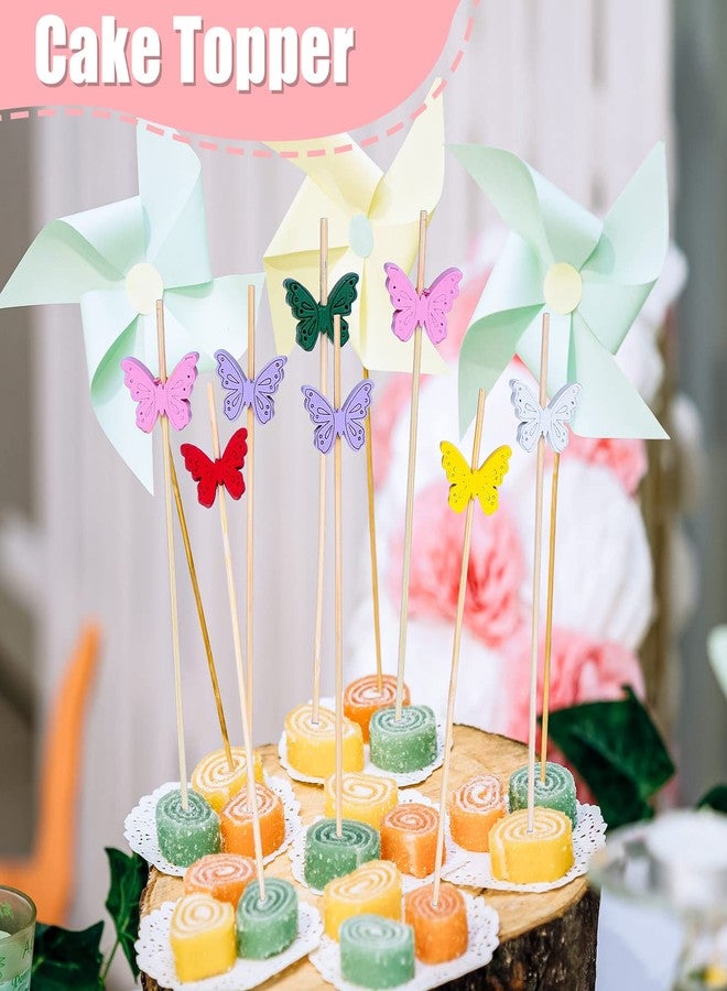 Rozer 100 Pcs 4.7 Inch Butterfly Cocktail Picks Wooden Colorful Cake Fruit Party Vegetable Sticks Cocktail Toothpicks Disposable Bamboo Skewers for Birthday Party Food Appetizers Decoration - Image 4