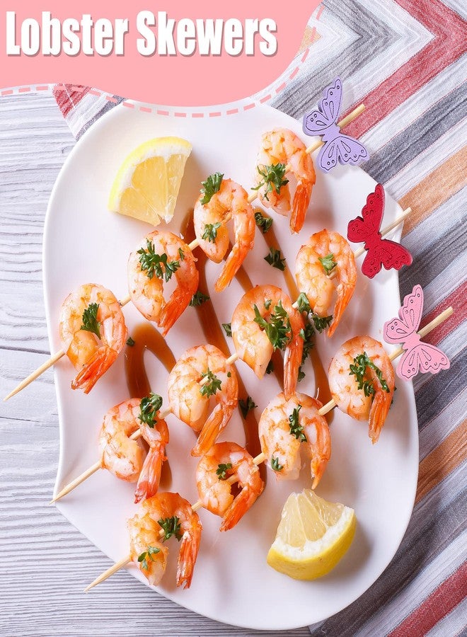 Rozer 100 Pcs 4.7 Inch Butterfly Cocktail Picks Wooden Colorful Cake Fruit Party Vegetable Sticks Cocktail Toothpicks Disposable Bamboo Skewers for Birthday Party Food Appetizers Decoration - Image 5