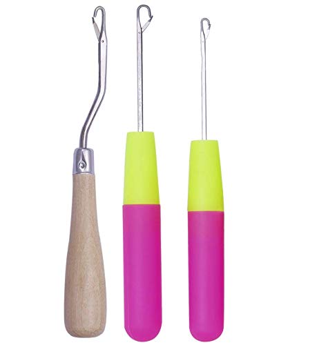 LASSUM 5 Pieces Different Size Latch Hook Crochet Needle Hook Tool Set for Braid Hair,Carpet Making and Other Crafts - Image 2