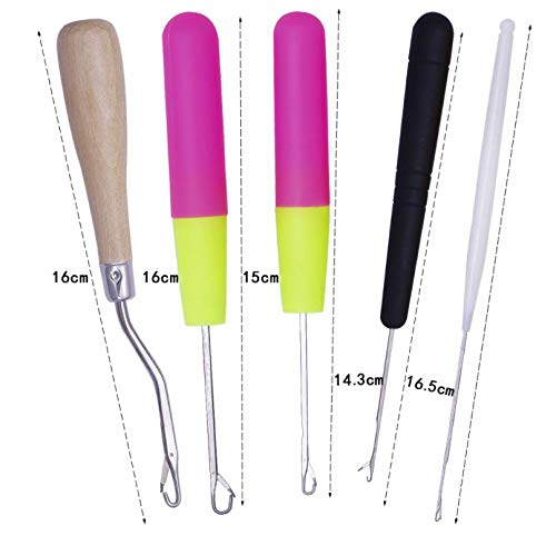LASSUM 5 Pieces Different Size Latch Hook Crochet Needle Hook Tool Set for Braid Hair,Carpet Making and Other Crafts - Image 4