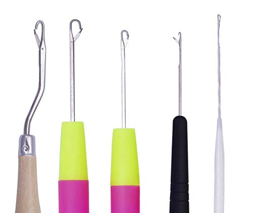 LASSUM 5 Pieces Different Size Latch Hook Crochet Needle Hook Tool Set for Braid Hair,Carpet Making and Other Crafts - Image 5