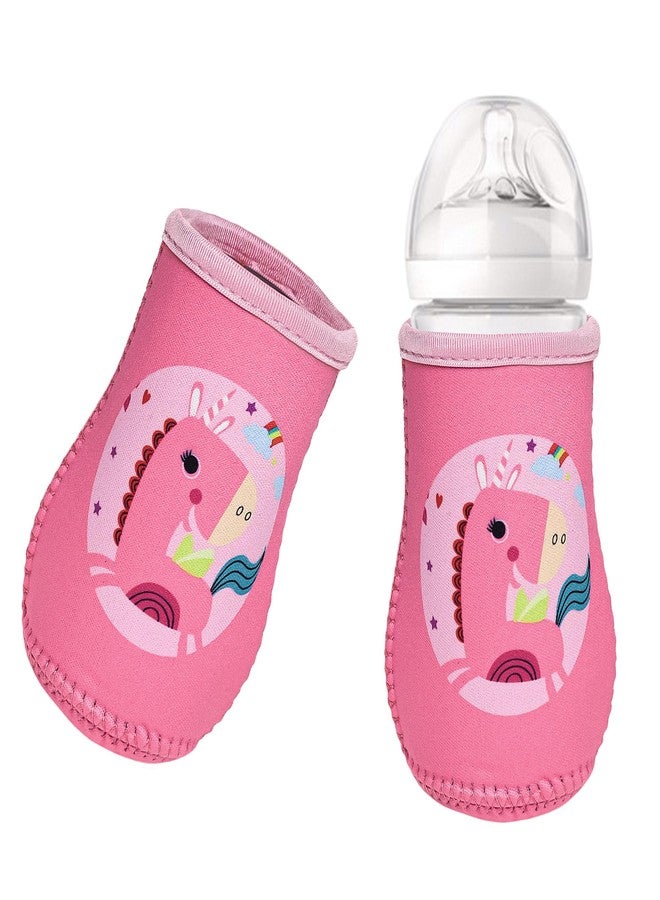 THE LITTLE LOOKERS Cute Animated Patterned Soft Stretchable Baby Bottle Cover I Baby Feeding Bottle Cover for 125ml, 150ml to 240ml (Pink, Pack of 1)