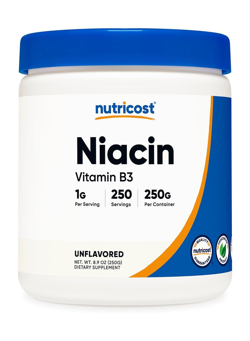 Nutricost Niacin Vitamin B3 Powder 250 Grams 1G Per Serving Pure Vitamin B3 Niacin Powder - Image 1