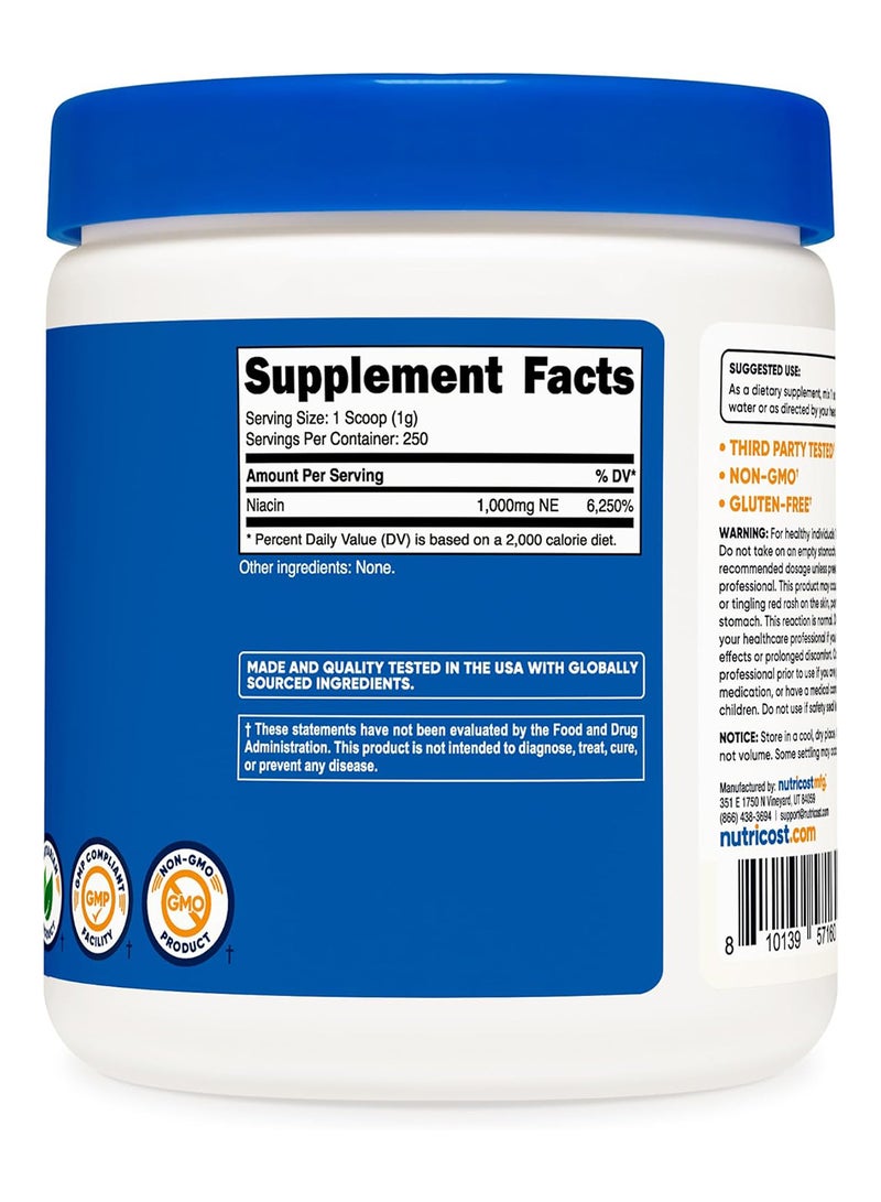 Nutricost Niacin Vitamin B3 Powder 250 Grams 1G Per Serving Pure Vitamin B3 Niacin Powder - Image 5