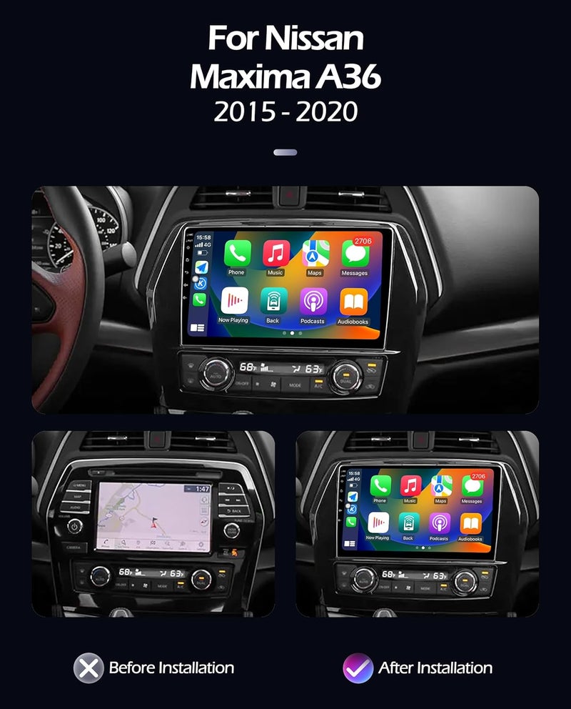 Vierex Fit Nissan Maxima Car Stereo Maxima A36 Android Screen 2015-2020 With Apple Carplay Android Auto Wireless WiFi DSP FM&AM BT AHD Camera Included Fast Interface (2+32GB Carplay 4CORE) - Image 2