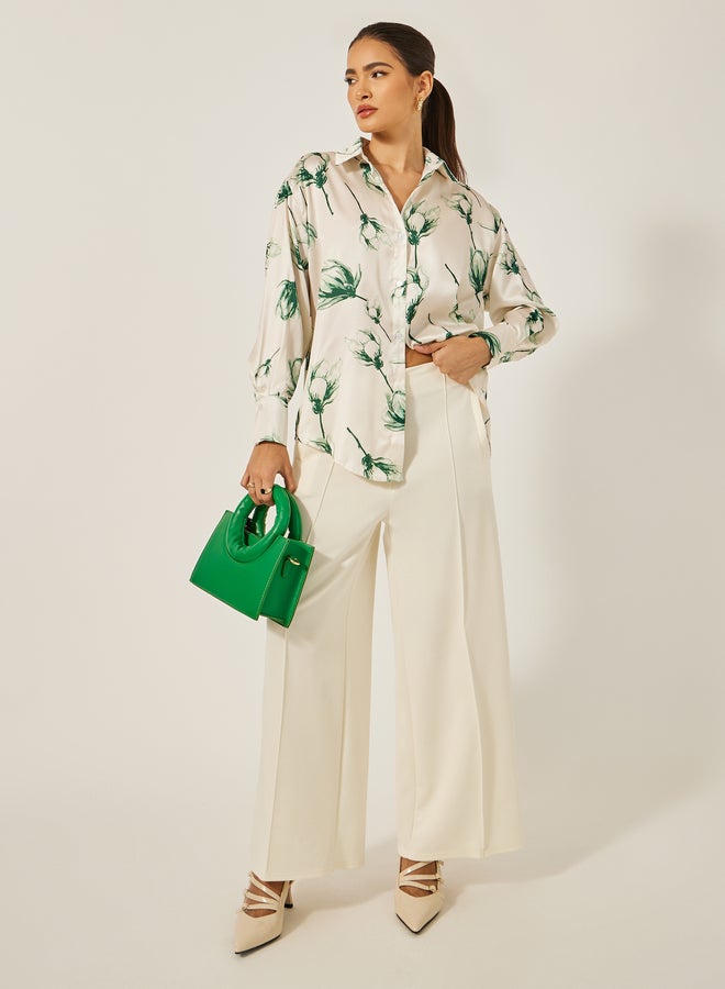Styli Oversized Floral Printed Collared Shirt - Image 2