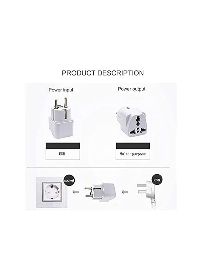 ECVV Travel Power Adapter, Universal Type E/F 2-Pin Plug Adapter Outlet, Adaptor for USA to Europe | EU Socket 6 Pieces | Use In Norway, Korea, Spain, Greece, Russa, Iceland