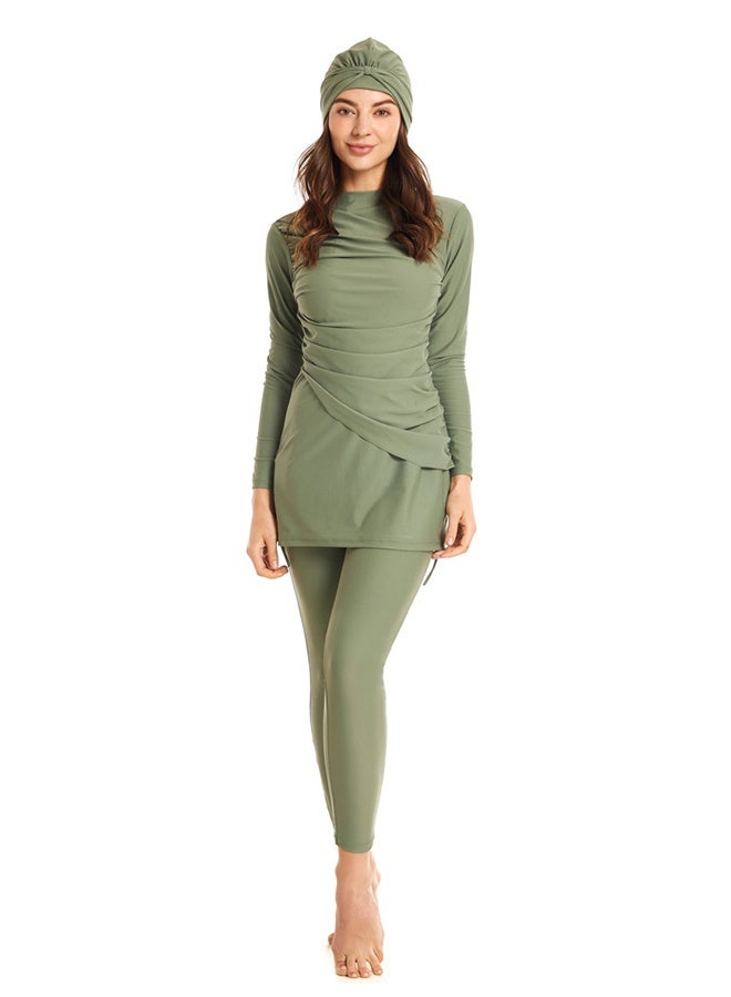 JiuAn Womens Muslim Swimsuits Full Coverage Long Sleeve Swimwear Burkini Hijab Bathing Suit - Image 1