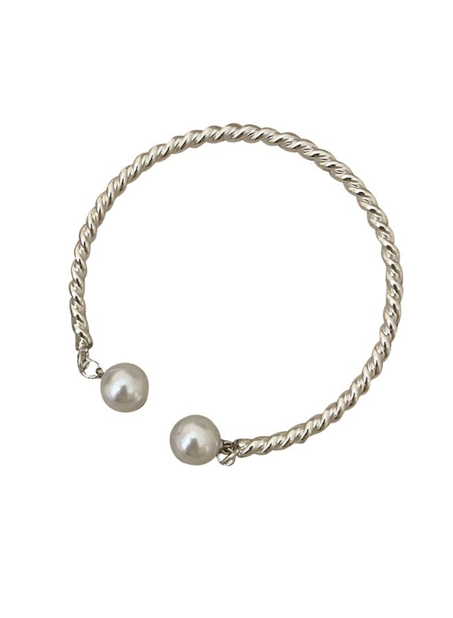 Goolsky Women's French Irregular Baroque Pearl Bracelet - Niche Light Luxury Exquisite Gold Half-Bangle Fashion Accessory - Image 1