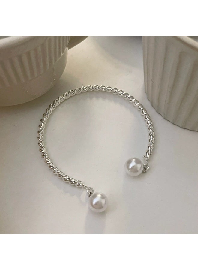 Goolsky Women's French Irregular Baroque Pearl Bracelet - Niche Light Luxury Exquisite Gold Half-Bangle Fashion Accessory - Image 3