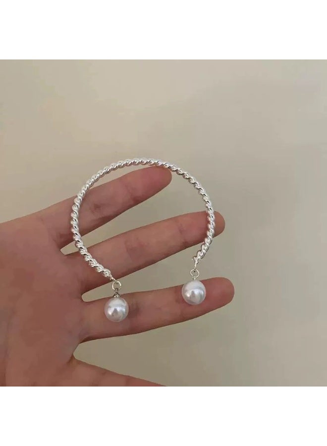 Goolsky Women's French Irregular Baroque Pearl Bracelet - Niche Light Luxury Exquisite Gold Half-Bangle Fashion Accessory - Image 4