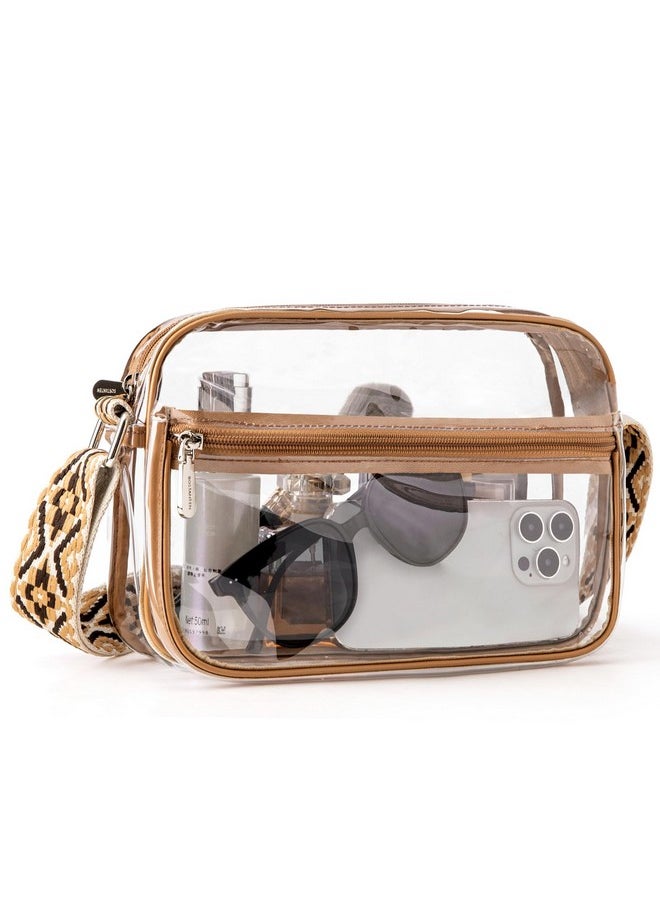 Bostanten Clear Purses For Women Stadium Approved Clear Bags Small Crossbody Bags Trendy For Concerts Sports (Brownguitar Strap)  - Image 1