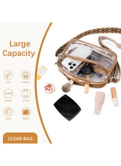 Bostanten Clear Purses For Women Stadium Approved Clear Bags Small Crossbody Bags Trendy For Concerts Sports (Brownguitar Strap)  - Image 3
