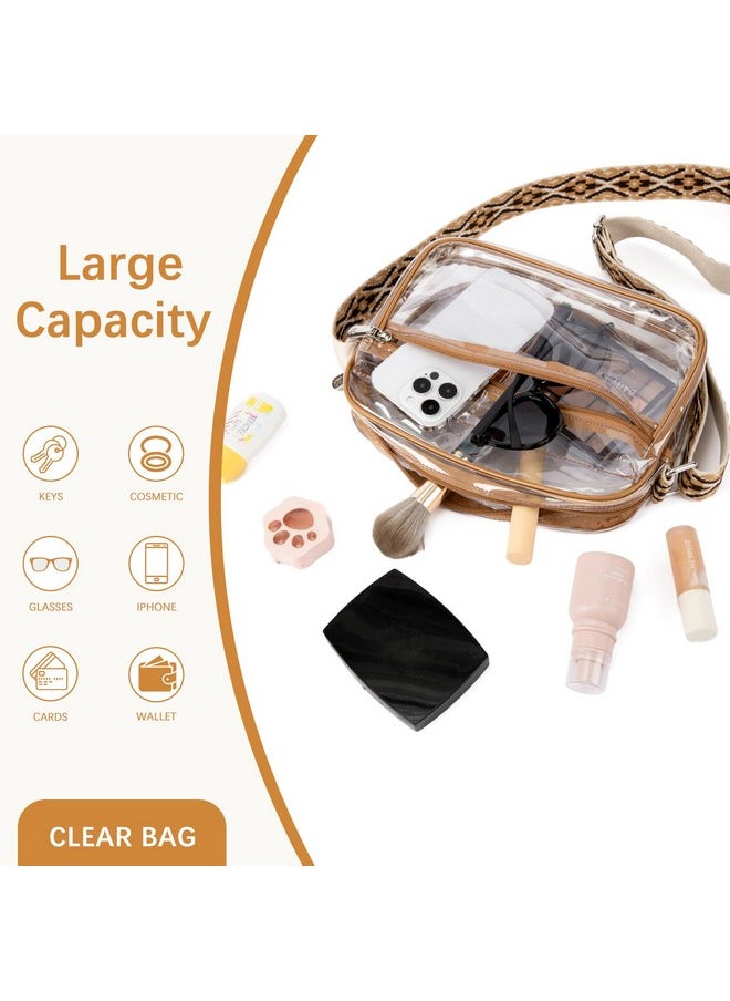 Bostanten Clear Purses For Women Stadium Approved Clear Bags Small Crossbody Bags Trendy For Concerts Sports (Brownguitar Strap)  - Image 3