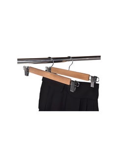 Aster A Set Of 4  Pants Skirt Hangers, Hangers Clothes With 360° Swivel, Metal Bar with pants/skirt clips, natural color, (10-Pack)  - Image 3