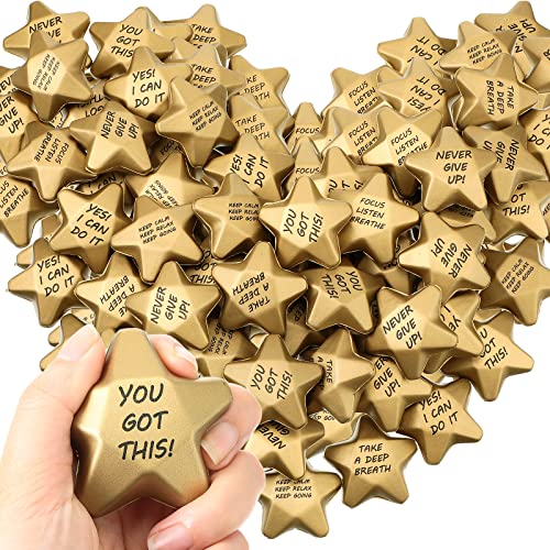 DEEKIN 72 Pieces Star Stress Balls 16 Inch Mini Foam Ball Stress Relief Toys for Teens Adults Student Prizes Party Bag FillersMotivational Style - Image 1
