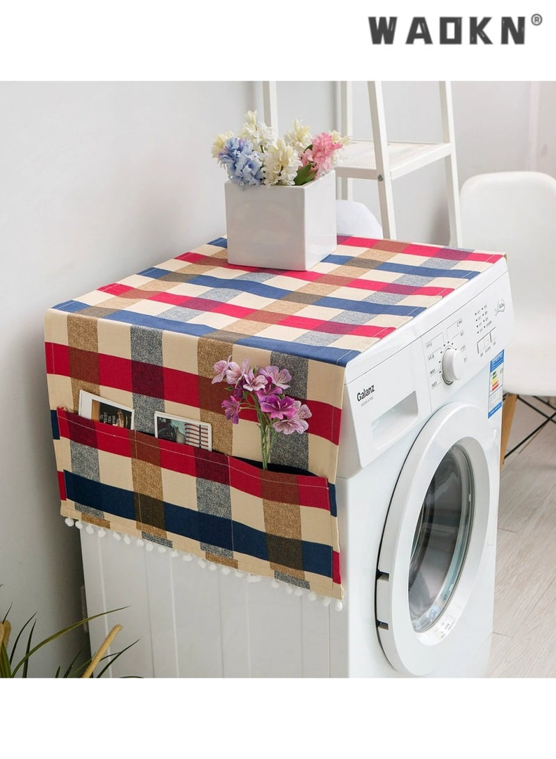 WAOKN Modern Minimalist Plaid Appliance Covers, Dust - proof for Fridges, Washing Machines & Bedside Tables. Stylish and Practical Home Decor with Attractive Patterned Protection. - Image 1